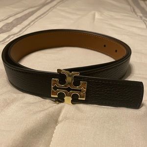 Reversible Tory Burch Leather Belt Black/Tan